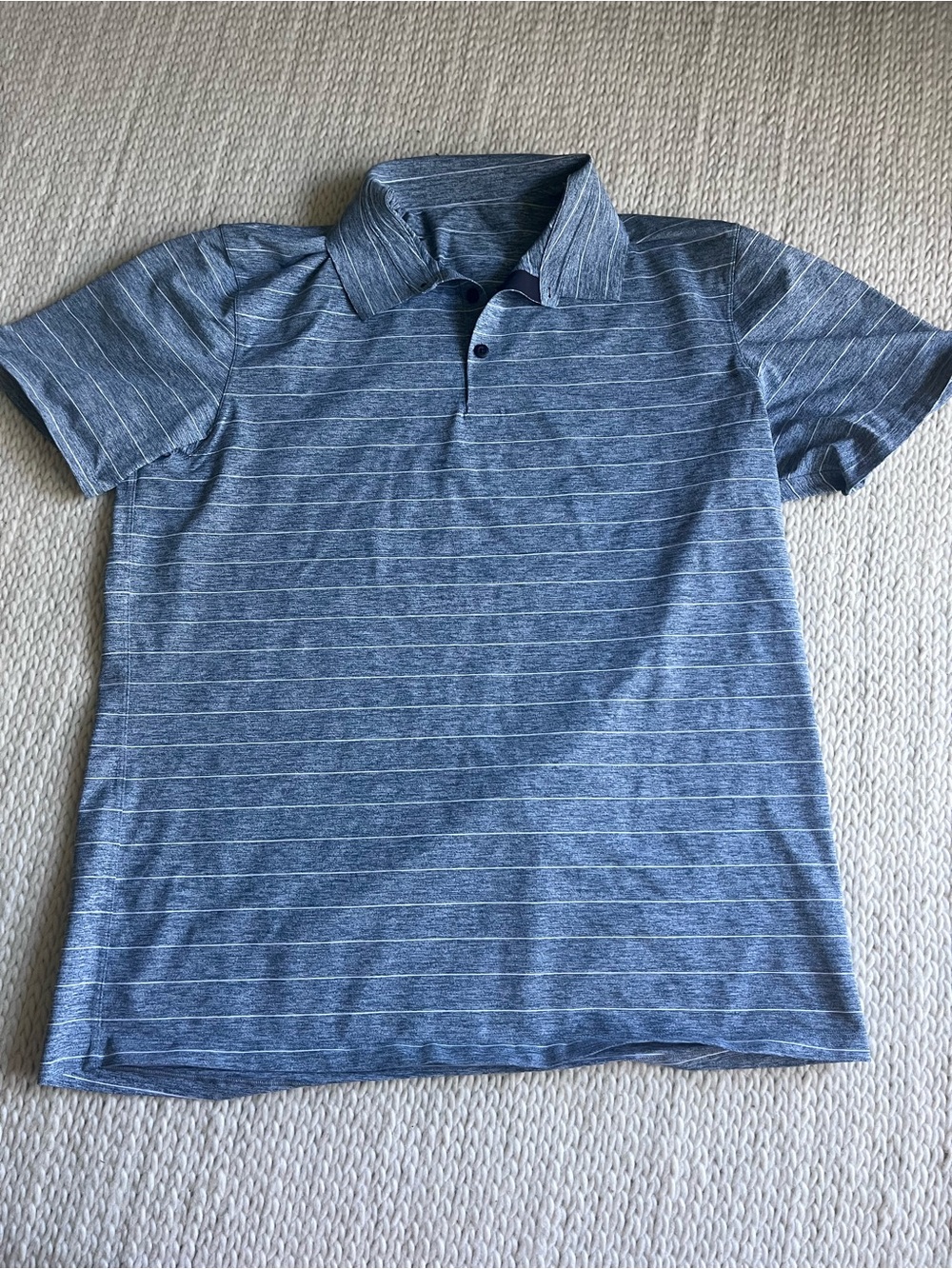 Lululemon Mens Blue Striped Polo Shirt